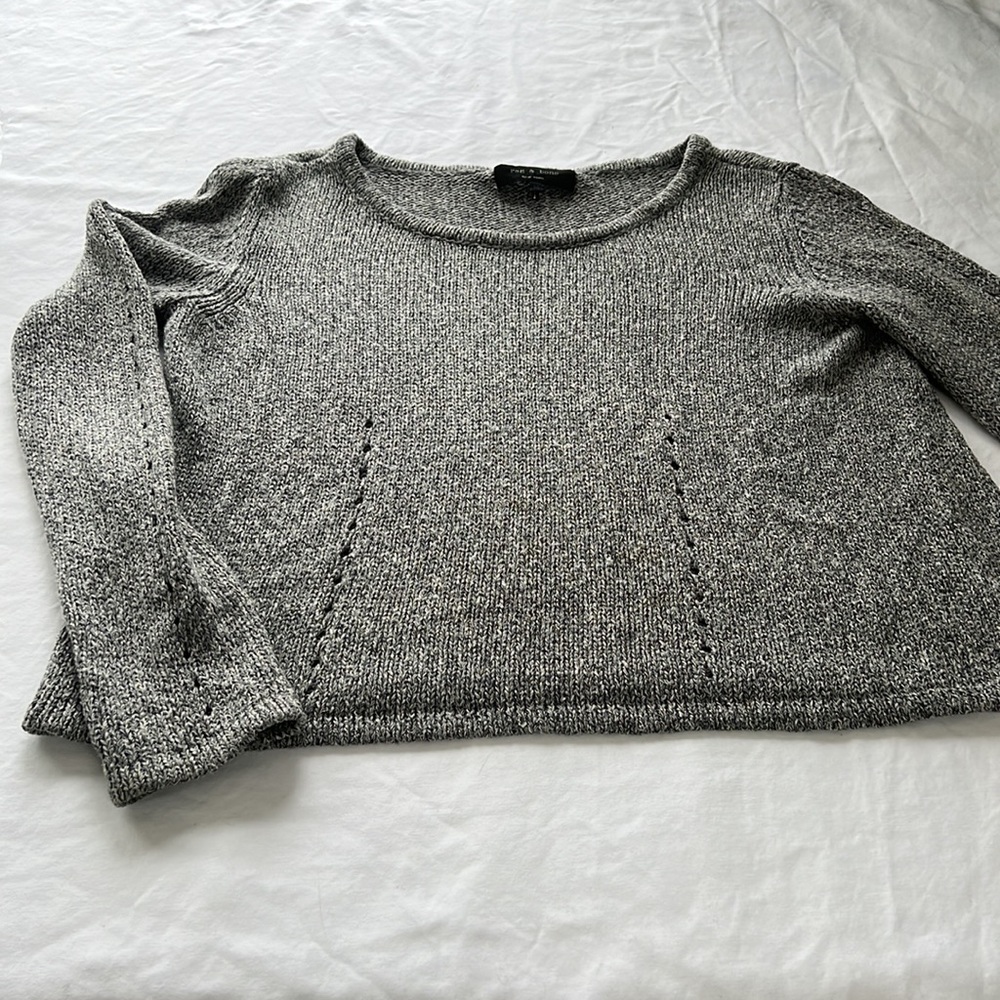 Rag & Bone Gray Linen And Wool Blend Cropped Swea… - image 4